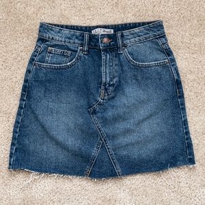 Frayed Hem High-Rise Denim Mini Skirt NWOT
